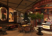 Espacio interior del restaurante Tapas Club de Kuala Lumpur, diseñado por Mil Studios.